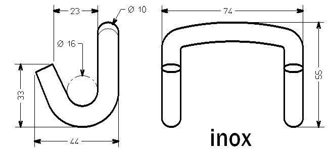 Schéma technique du produit Crochet bord de rive inox